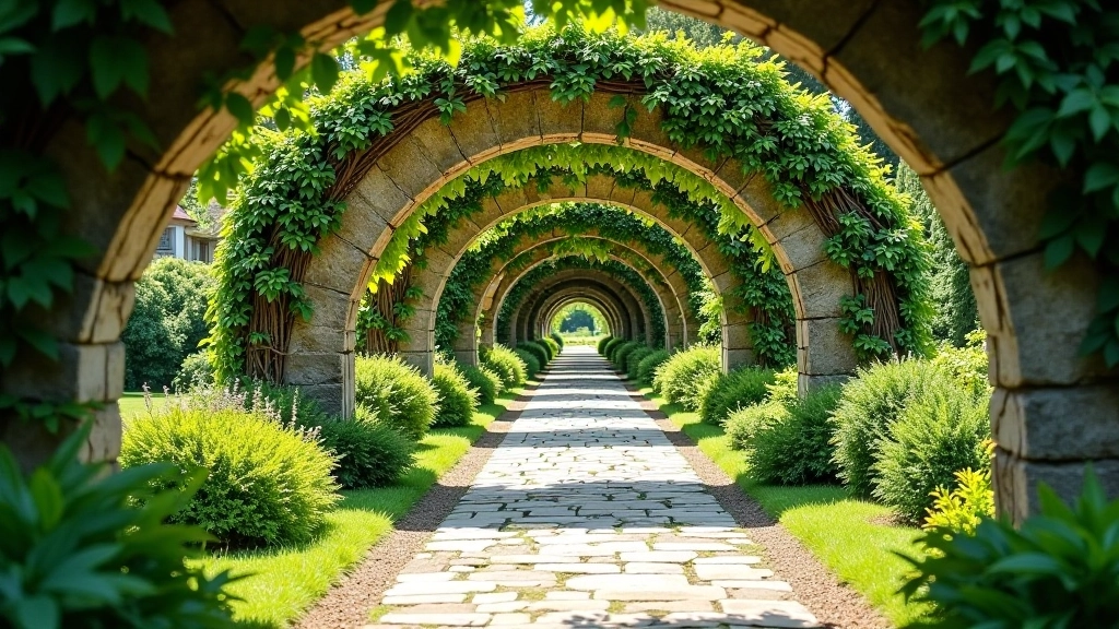 Piękny widok na ogrody klasztoru w Tyńcu z zielenią i kamiennymi ścieżkami